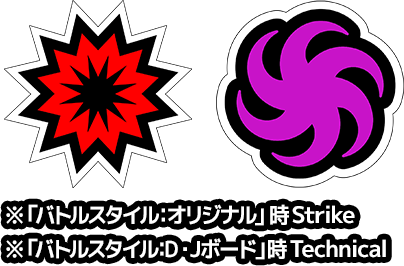 ロール：strike technical ※”個性”技セット「バトルスタイル：オリジナル」時strike ※”個性”技セット「バトルスタイル：D・Jボード」時technical